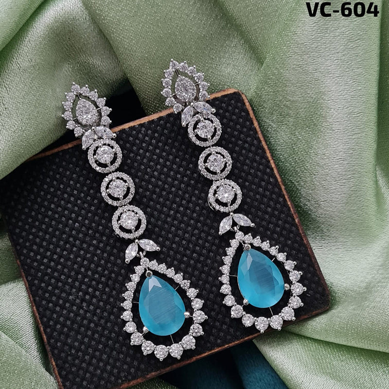 Vivah Creation Silver Plated AD Stone Dangler Earrings