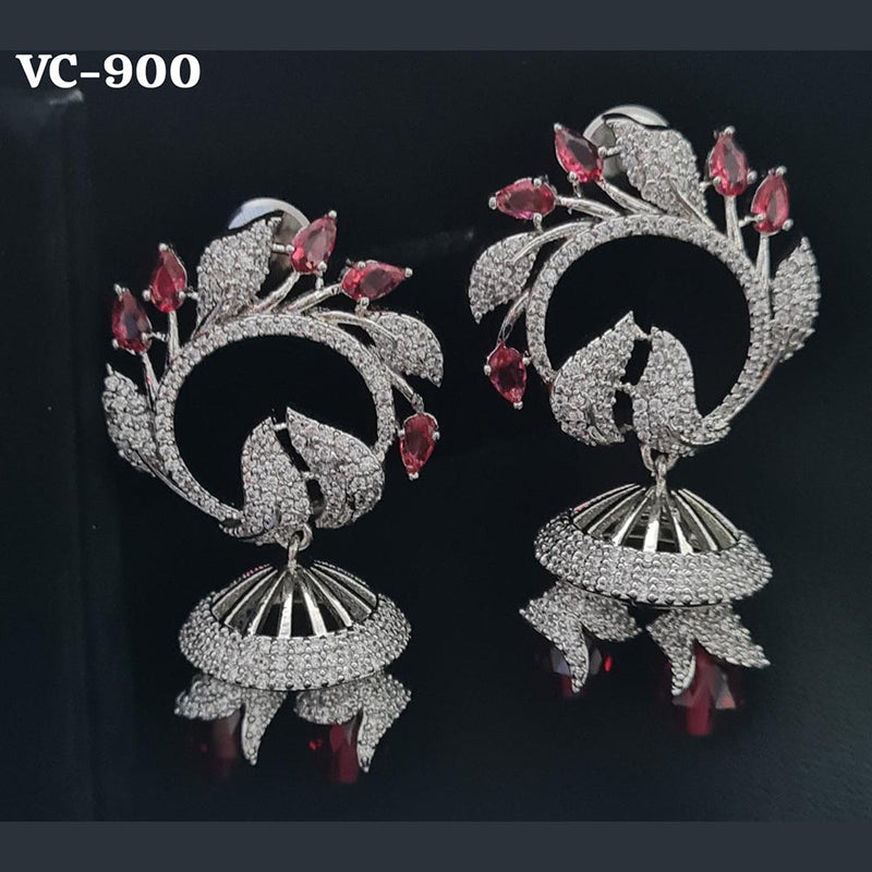 Vivah Creation Silver Plated AD Stone Dangler Earrings