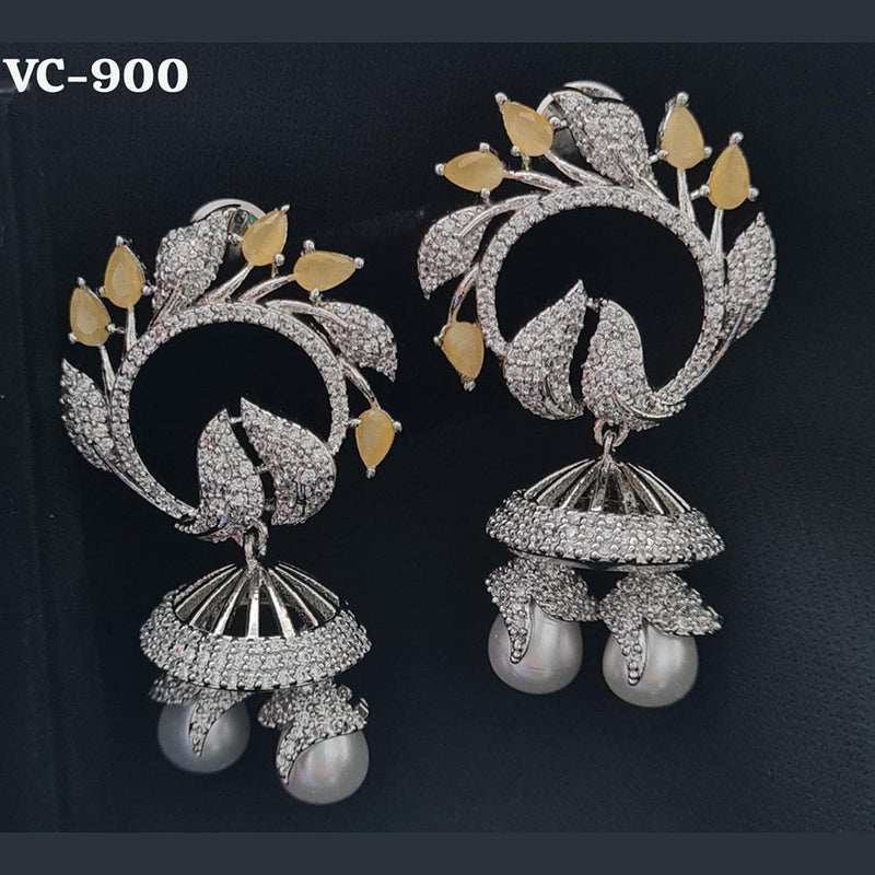 Vivah Creation Silver Plated AD Stone Dangler Earrings