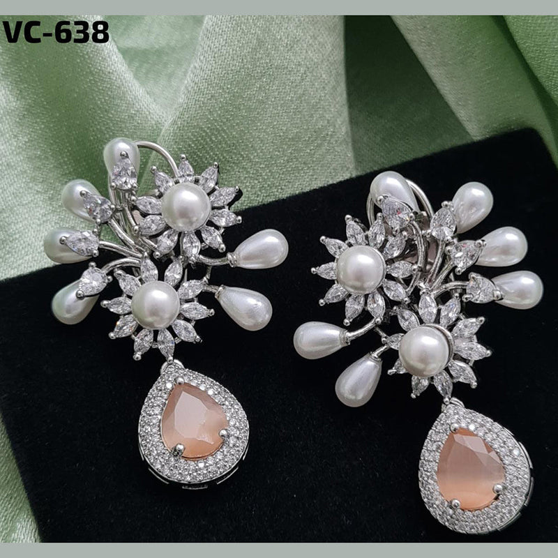 Vivah Creation Silver Plated AD Stone Dangler Earrings