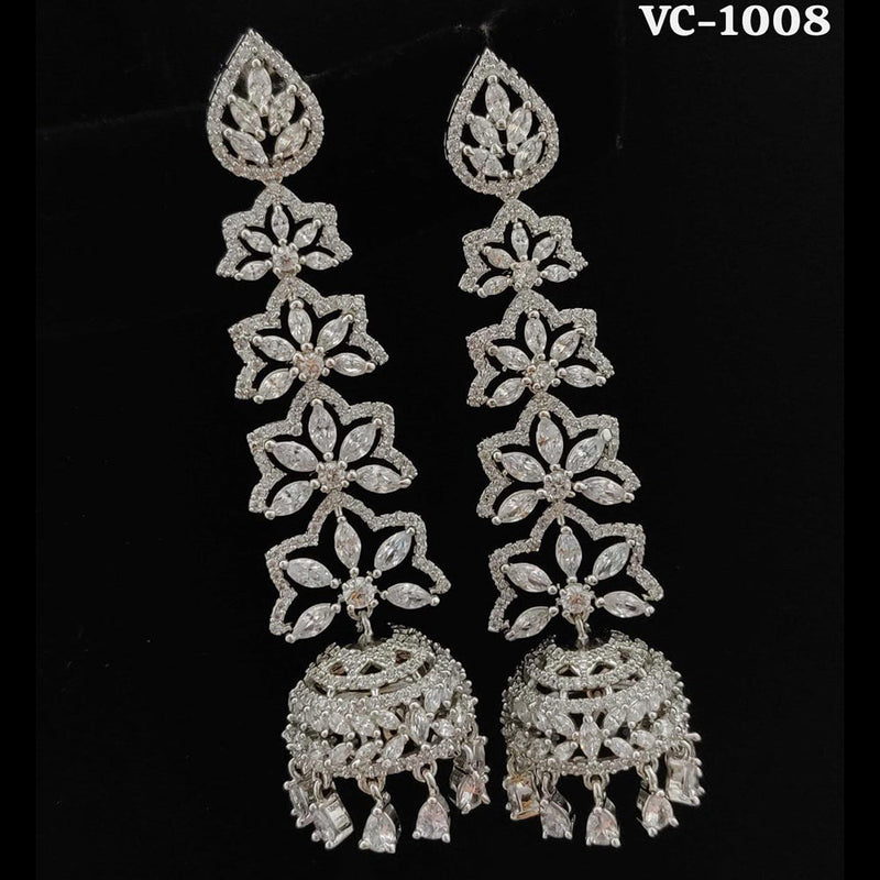 Vivah Creation Silver Plated AD Stone Dangler Earrings