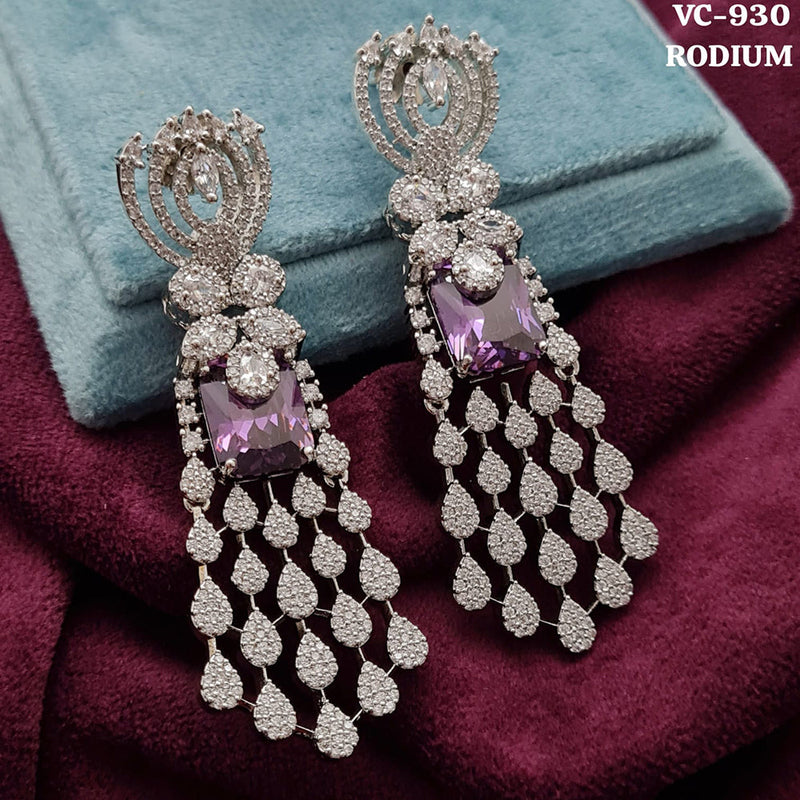 Vivah Creation Rodium Plating AD Stone Dangler Earrings