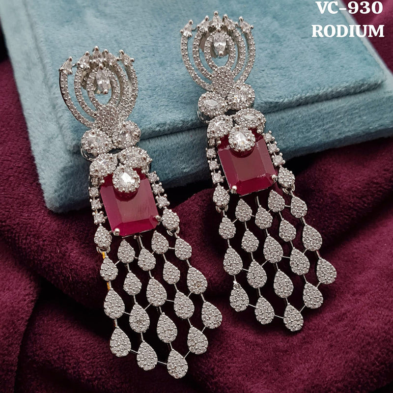 Vivah Creation Rodium Plating AD Stone Dangler Earrings