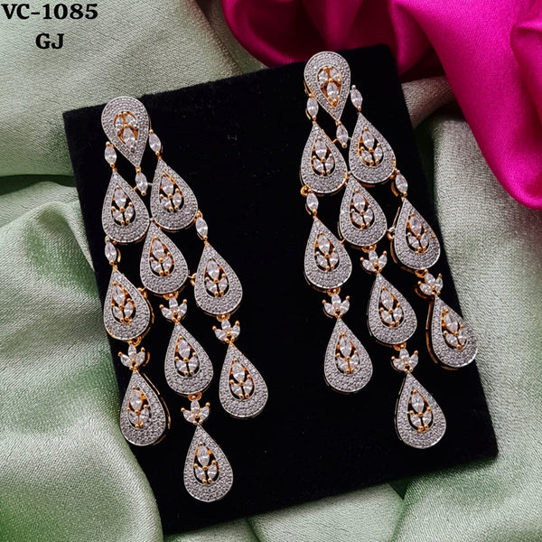 Vivah Creation Rose Gold Plated AD Stone Dangler Earrings