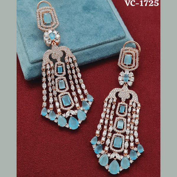 Vivah Creation Rose Gold Plated AD Stone Dangler Earrings