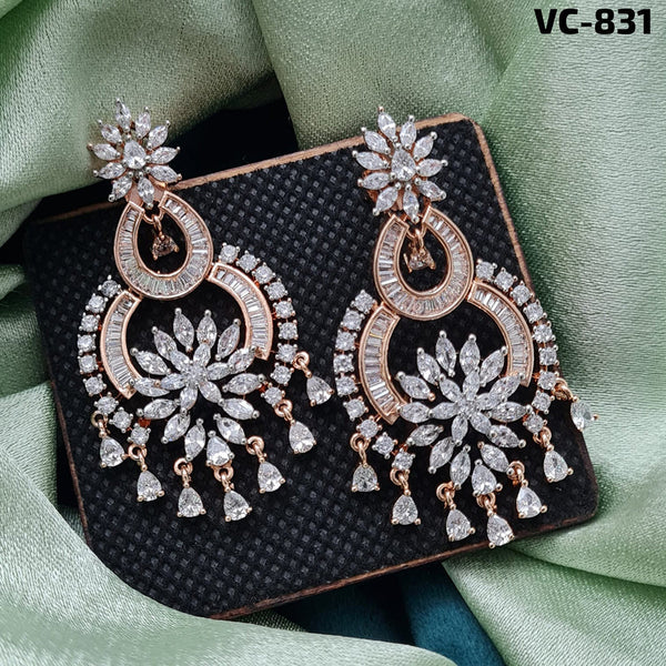 Vivah Creation 2 tone Plated AD Stone Dangler Earrings