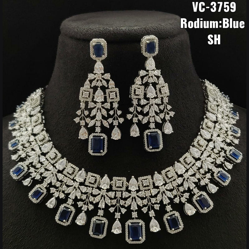 Vivah Creations Silver Plated AD Stone Necklace Set