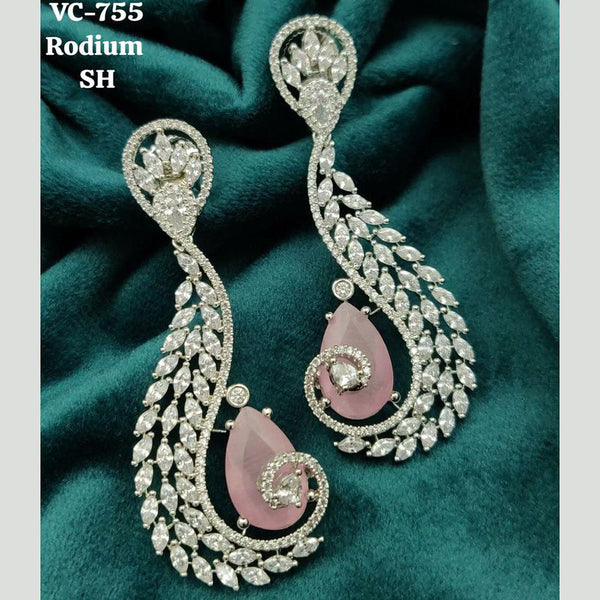 Vivah Creations Silver Plated AD Stone Dangler Earrings