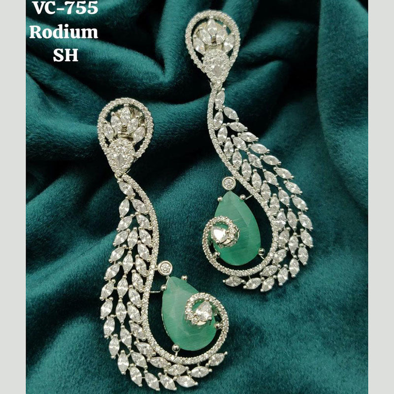 Vivah Creations Silver Plated AD Stone Dangler Earrings