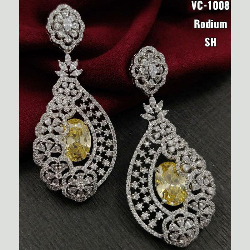 Vivah Creations Silver Plated AD Stone Dangler Earrings