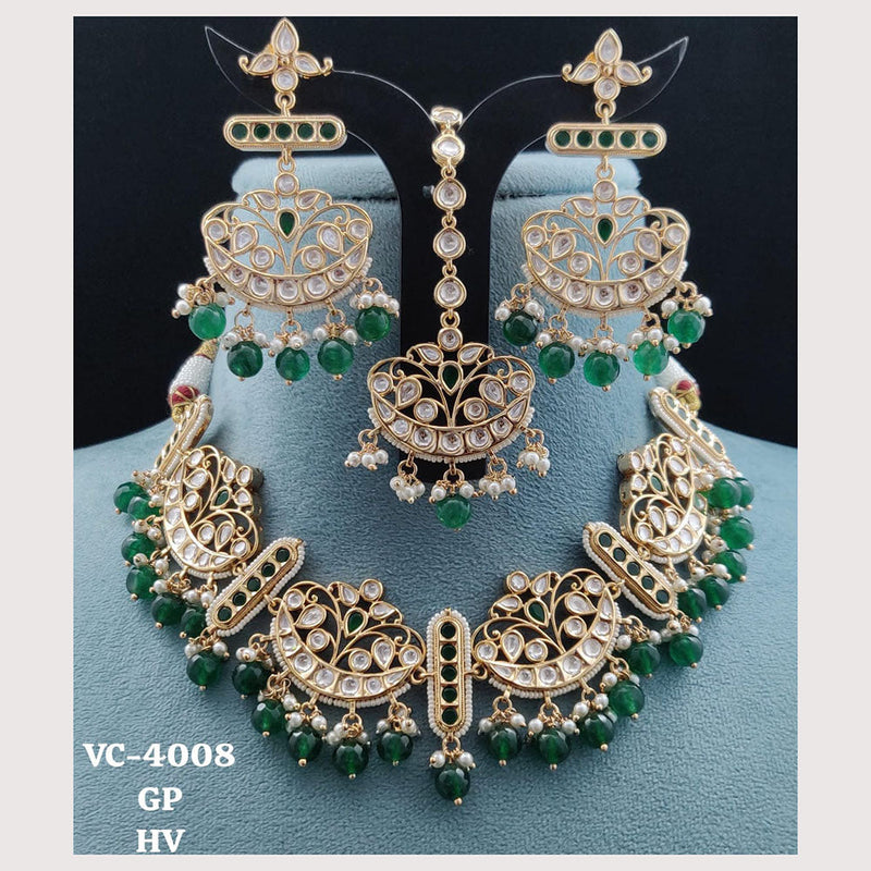 Vivah Creations Gold Plated Reverse AD Stone Necklace Set