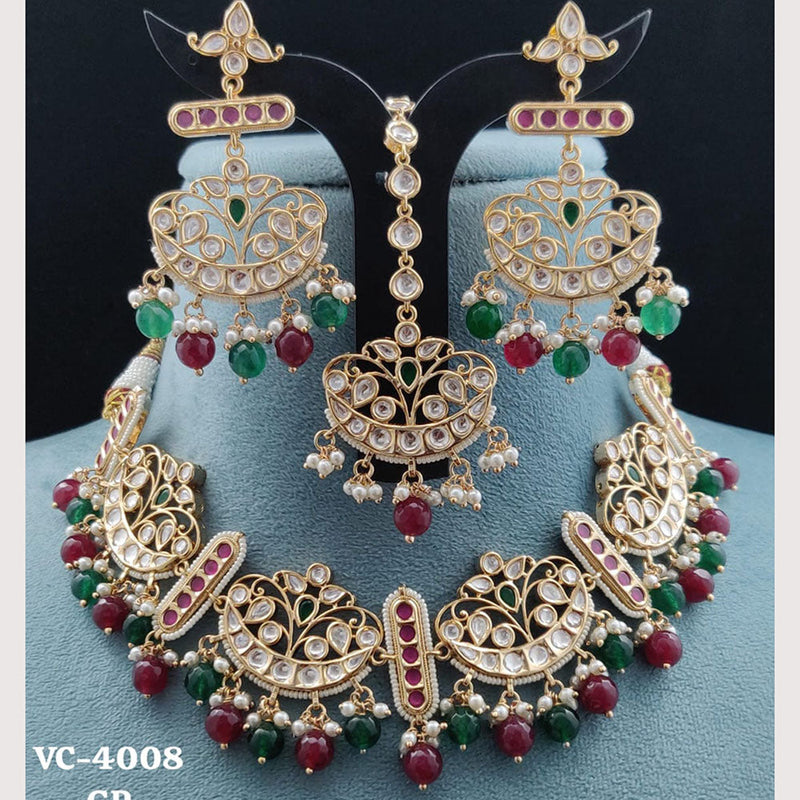 Vivah Creations Gold Plated Reverse AD Stone Necklace Set