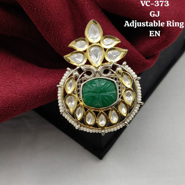 Vivah Creations Gold Plated Kundan Stone Adjustable Ring