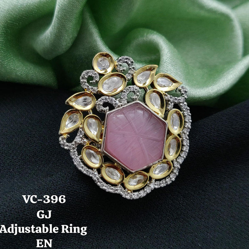 Vivah Creations Gold Plated Kundan Stone Adjustable Ring