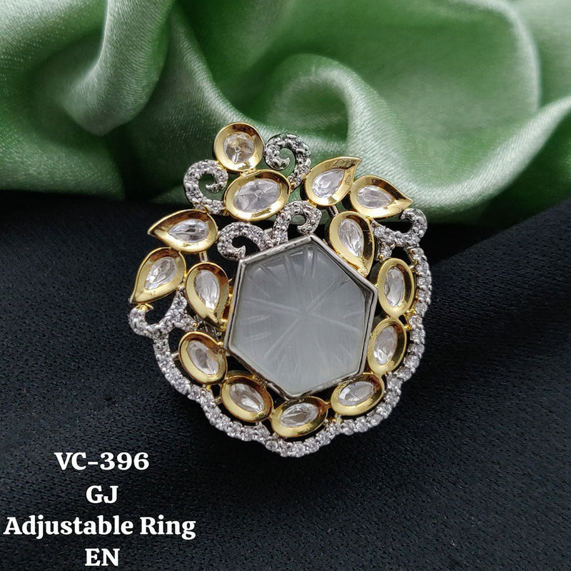 Vivah Creations Gold Plated Kundan Stone Adjustable Ring