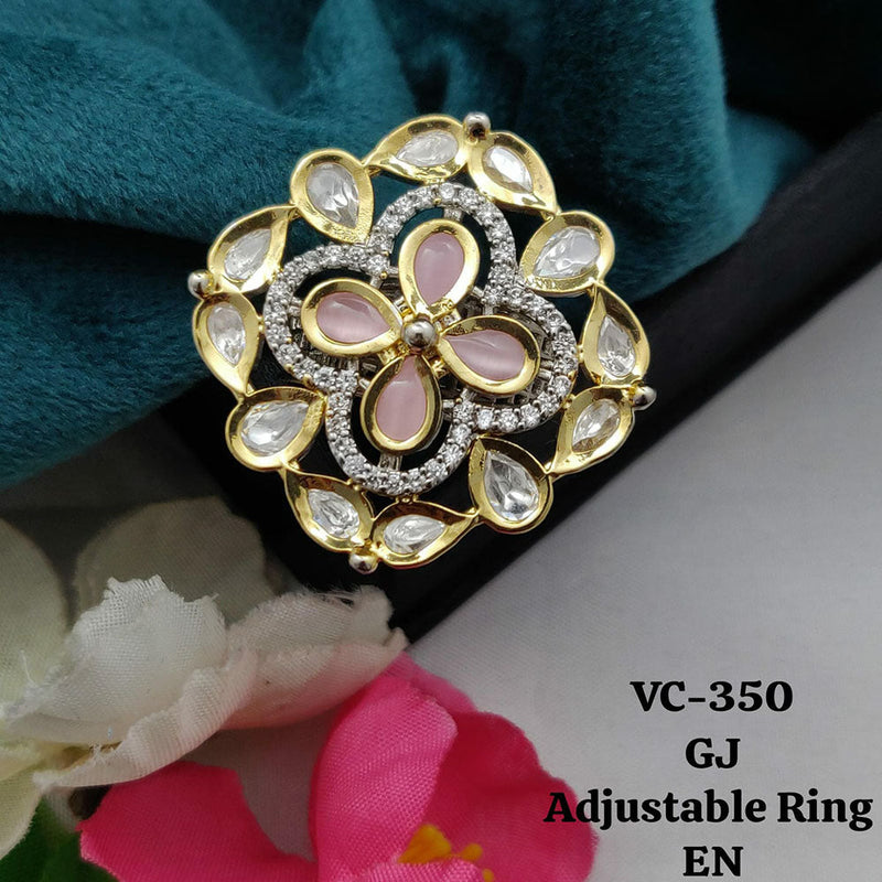 Vivah Creations Gold Plated Kundan Stone Adjustable Ring