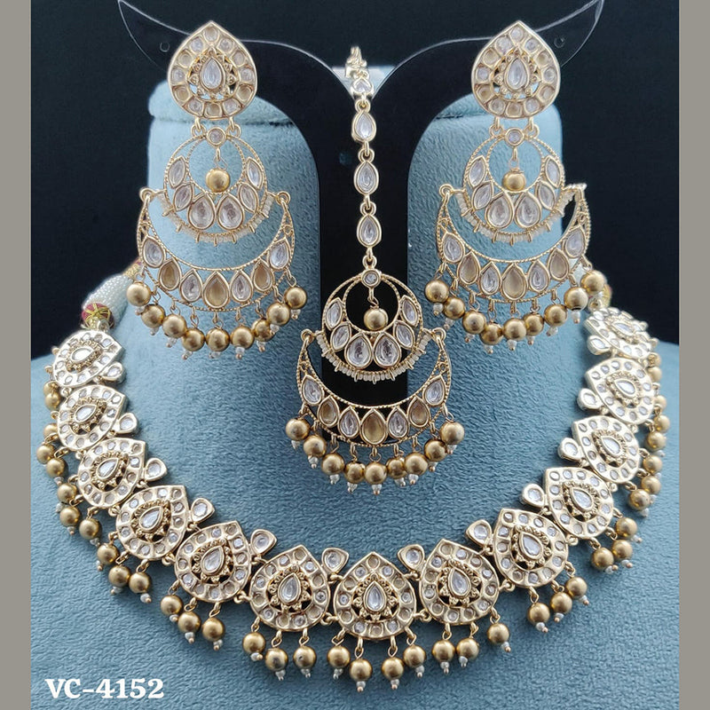 Vivah Creations Gold Plated AD Stone Necklace Set