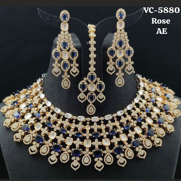 Vivah Creations Gold Plated AD Stone Necklace Set