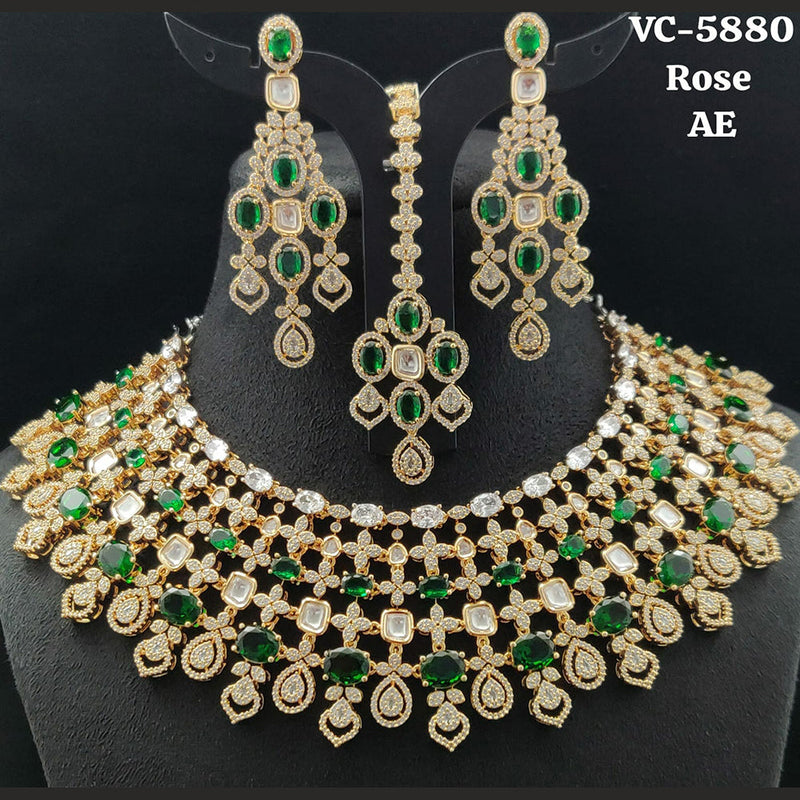 Vivah Creations Gold Plated AD Stone Necklace Set