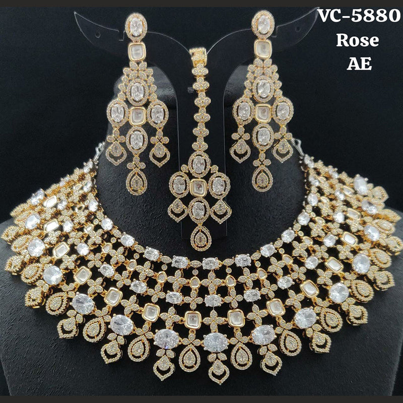 Vivah Creations Gold Plated AD Stone Necklace Set