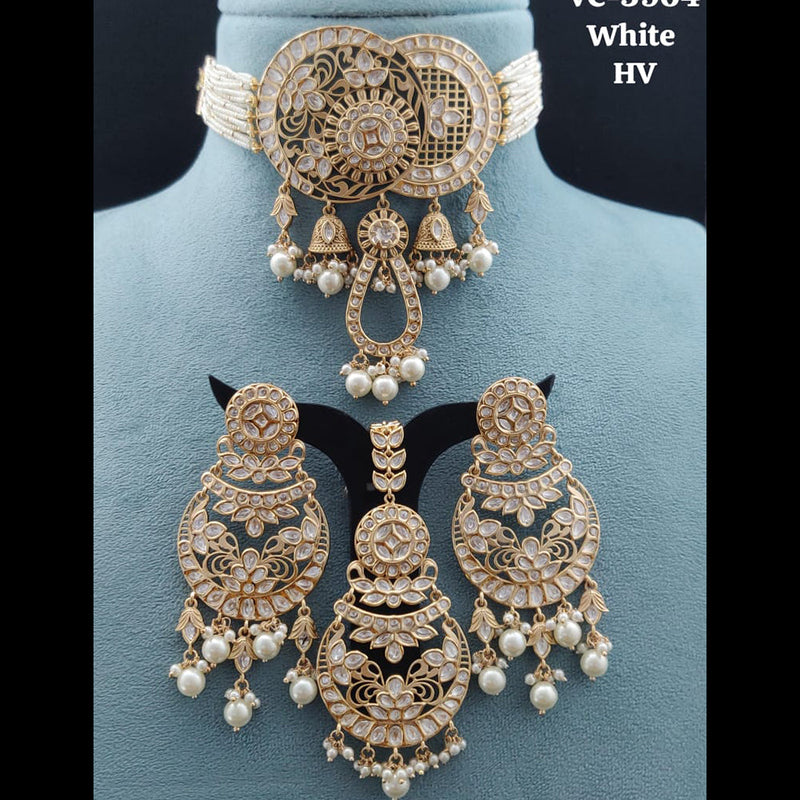 Vivah Creations Gold Plated Reverse AD Necklace Set