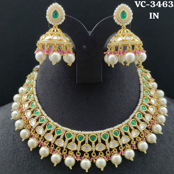 Vivah Creations Gold Plated Kundan Stone Necklace Set