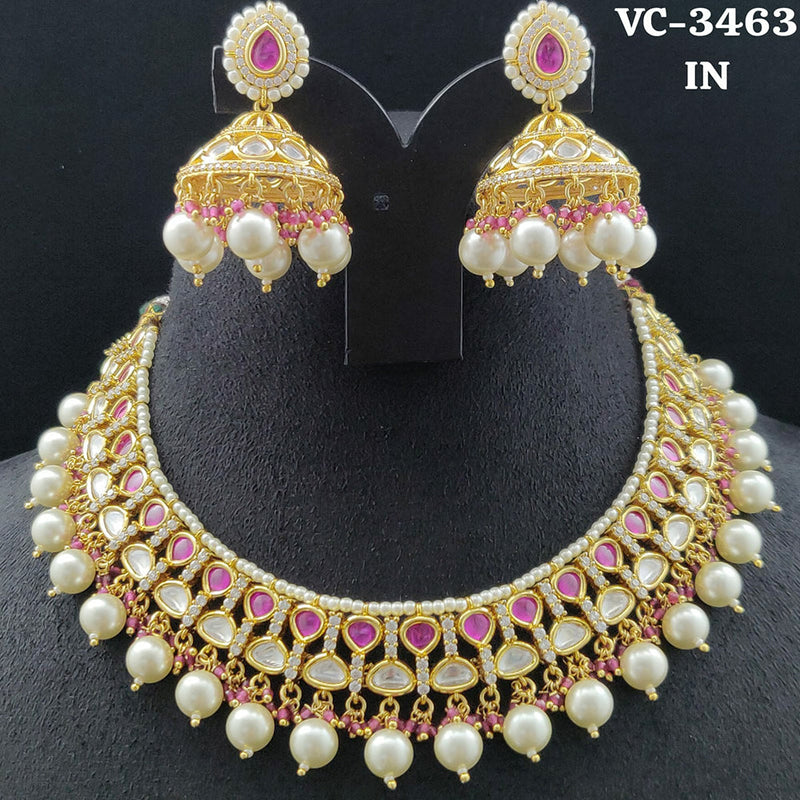 Vivah Creations Gold Plated Kundan Stone Necklace Set