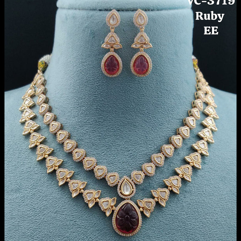 Vivah Creations Gold Plated Reverse AD Necklace Set