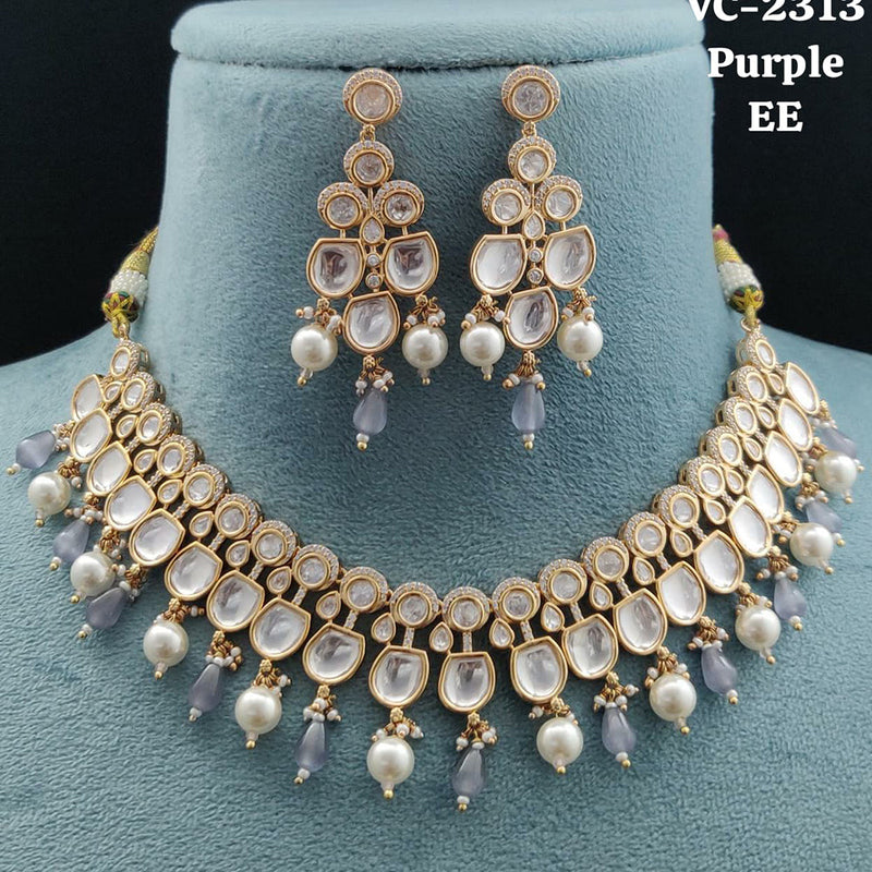 Vivah Creations Gold Plated Kundan Stone Necklace Set