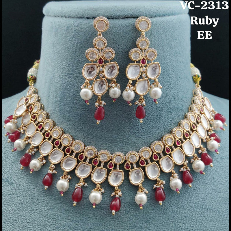 Vivah Creations Gold Plated Kundan Stone Necklace Set