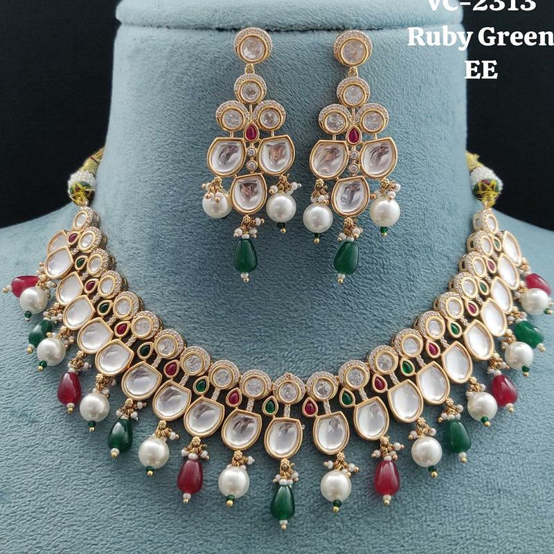 Vivah Creations Gold Plated Kundan Stone Necklace Set