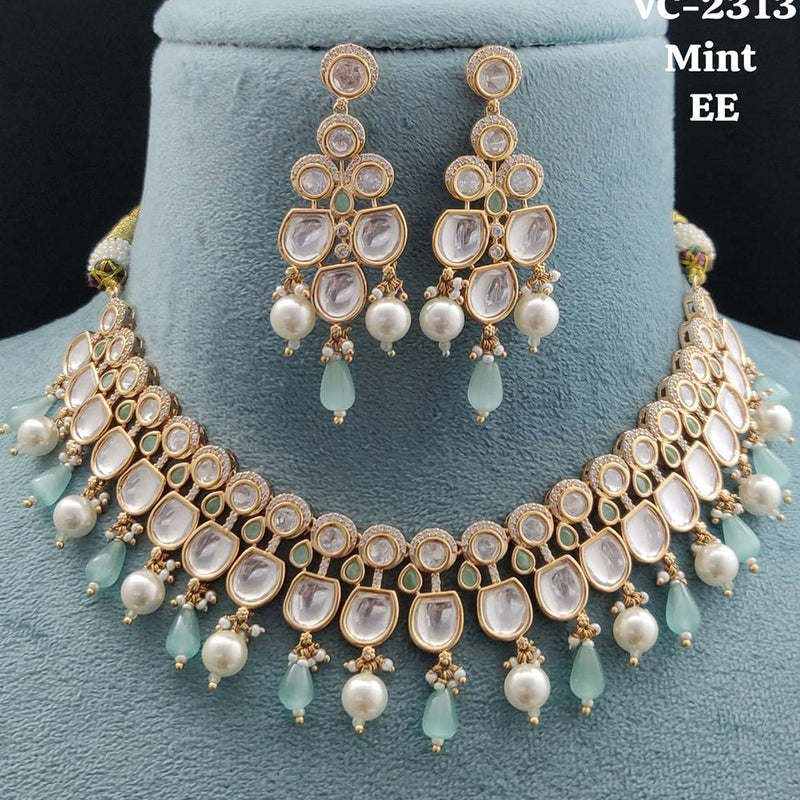 Vivah Creations Gold Plated Kundan Stone Necklace Set