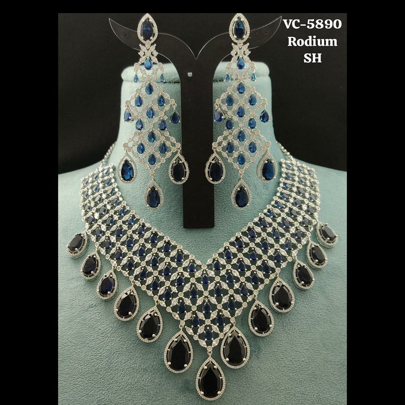 Vivah Creations Silver Plated AD Stone Choker Necklace Set