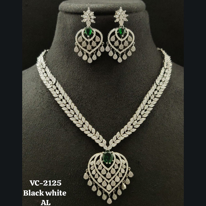 Vivah Creations Silver Plated AD Necklace Set