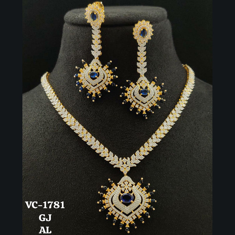 Vivah Creations Gold Plated AD Necklace Set