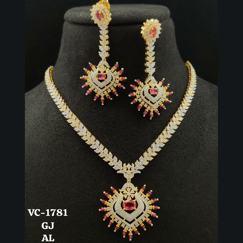 Vivah Creations Gold Plated AD Necklace Set