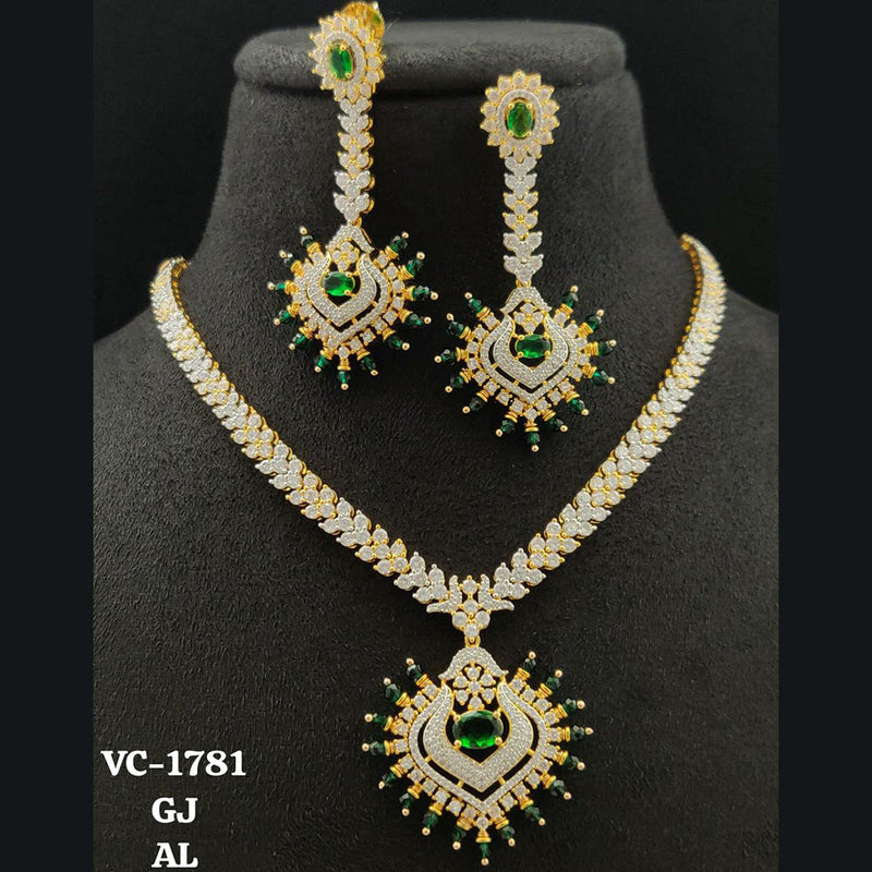 Vivah Creations Gold Plated AD Necklace Set