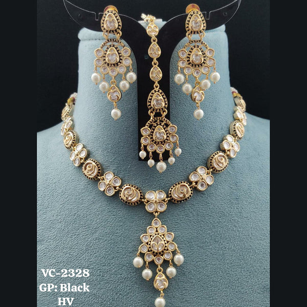 Vivah Creations Gold Plated Reverse AD Necklace Set