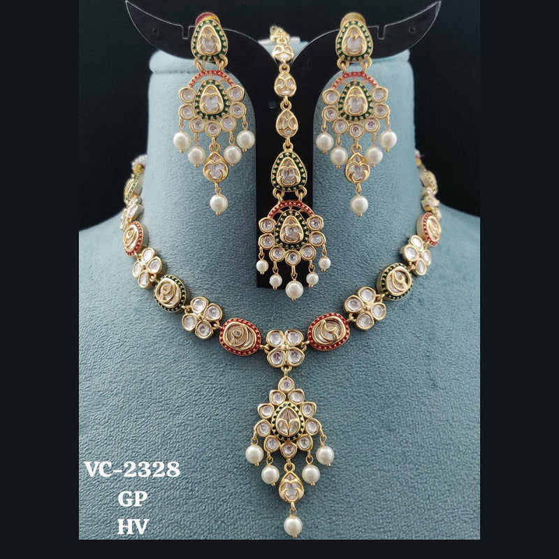 Vivah Creations Gold Plated Reverse AD Necklace Set