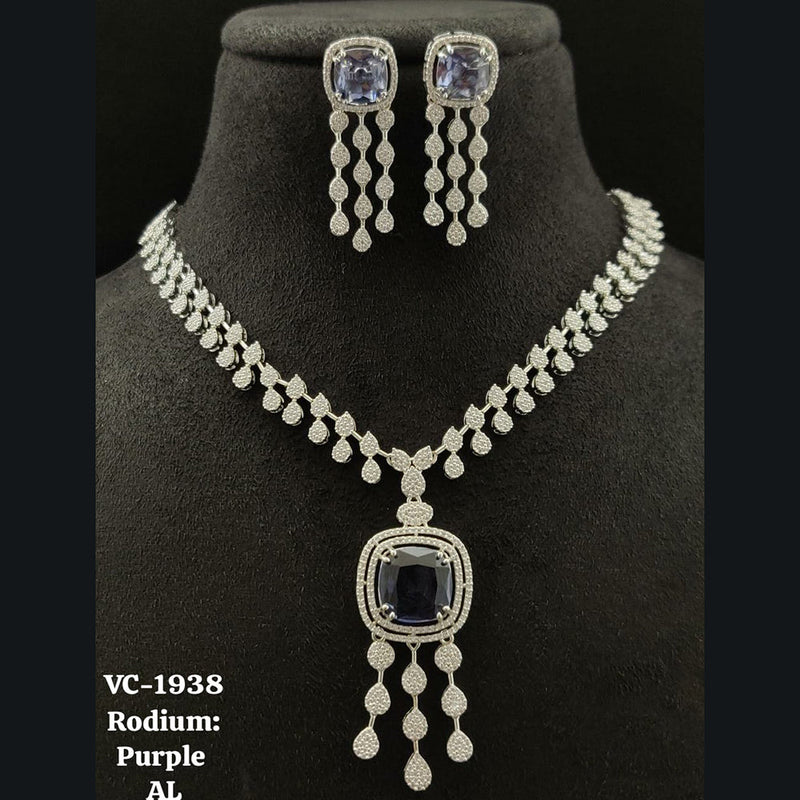 Vivah Creations Silver Plated AD Necklace Set