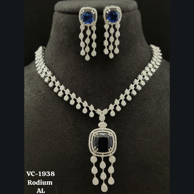 Vivah Creations Silver Plated AD Necklace Set