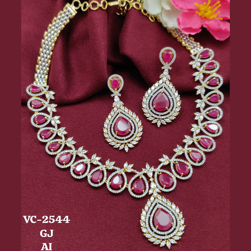 Vivah Creations Gold Plated Reverse AD Necklace Set