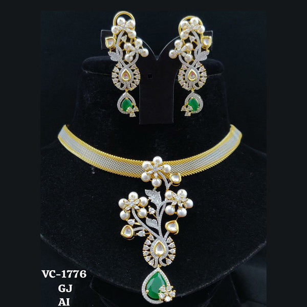 Vivah Creations Gold Plated AD Necklace Set