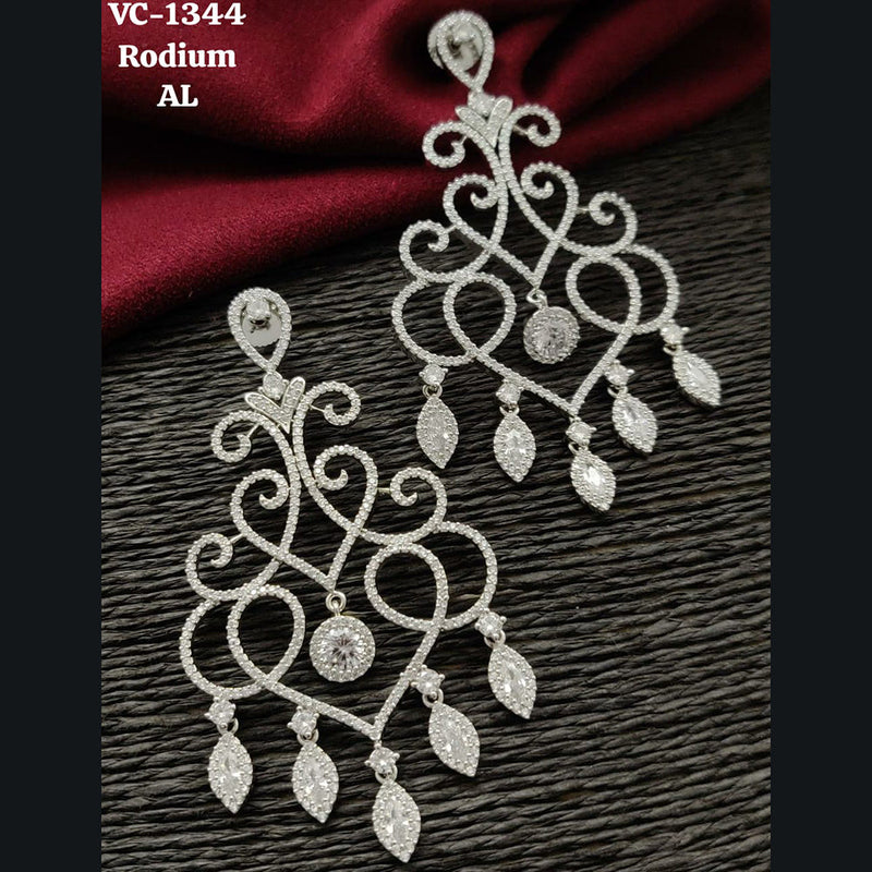 Vivah Creation Silver Plated AD Dangler Earrings