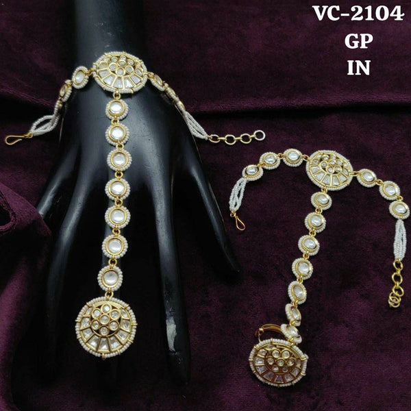 Vivah Creations Gold Plated Kundan Hand Harness