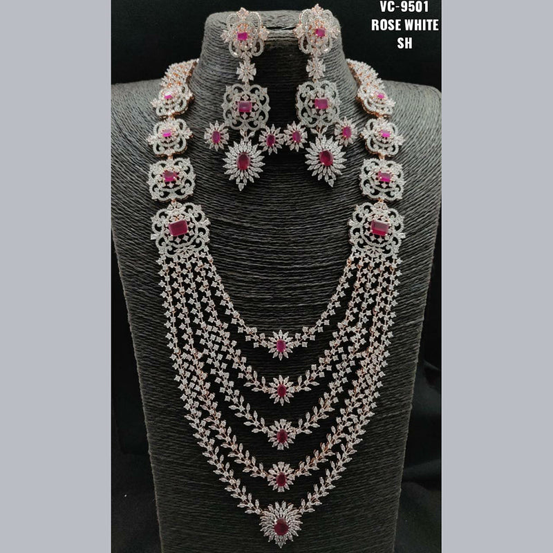 Vivah Creations Rose Gold Plated AD Necklace Set