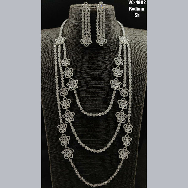 Vivah Creations Silver Plated AD Necklace Set
