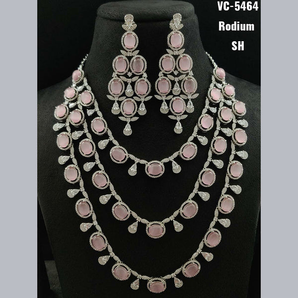 Vivah Creations Silver Plated AD Necklace Set