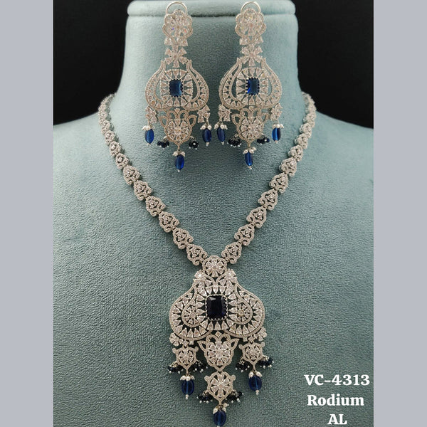 Vivah Creations Silver Plated AD Necklace Set