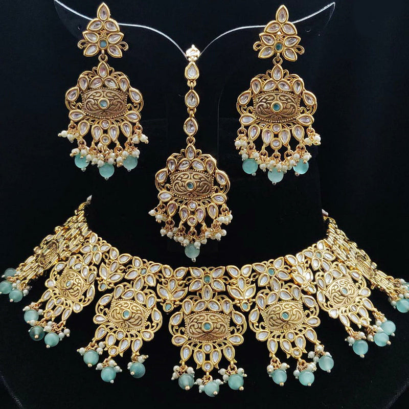 Vivah Creations Gold Plated Reverse AD Choker Necklace Set